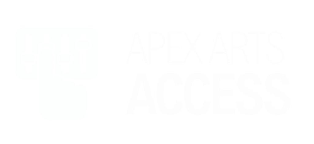 Home fader logo apex arts access white